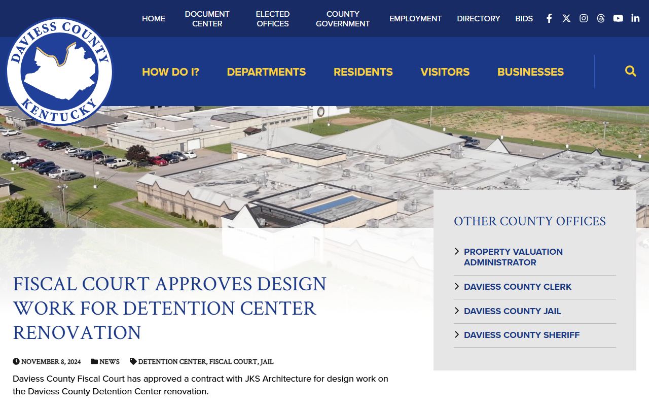 Daviess County inmate population capacity renovation article