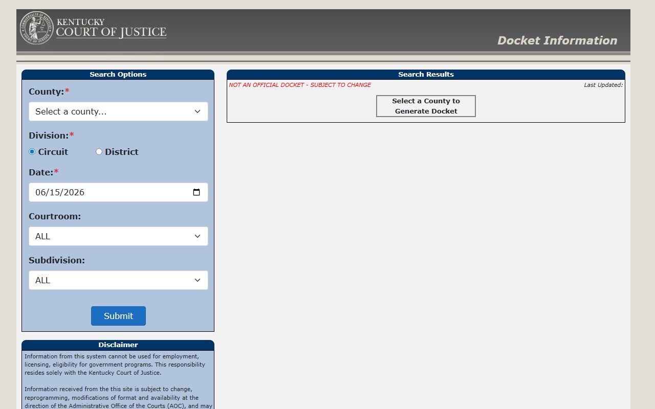 Daviess County court docket search fields after jail arrest